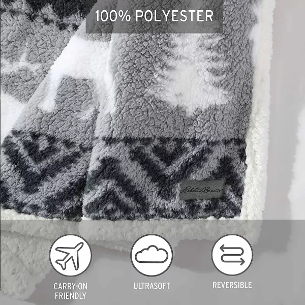 imageEddie Bauer  Throw Blanket Reversible Sherpa Bedding Warm amp Lightweight Home Decor for Colder Months Alpine Fair Isle ThrowWoodland Fair Isle GreyWhite