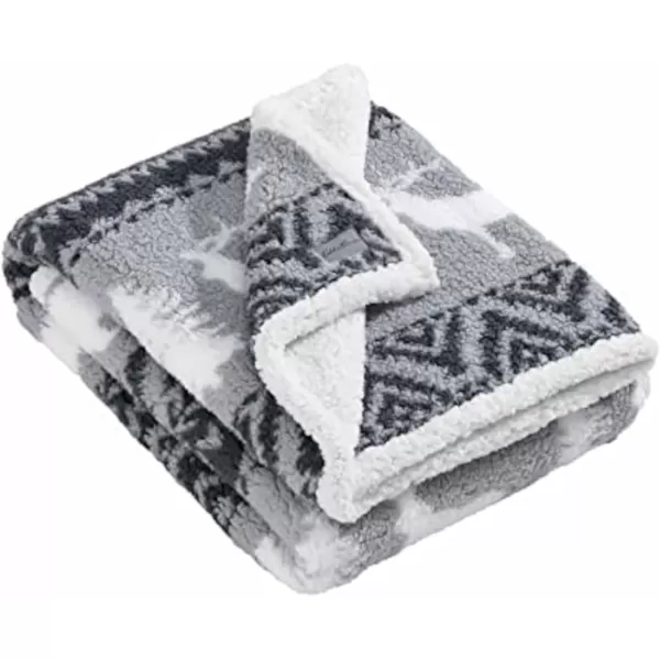 imageEddie Bauer  Throw Blanket Reversible Sherpa Bedding Warm amp Lightweight Home Decor for Colder Months Alpine Fair Isle ThrowWoodland Fair Isle GreyWhite