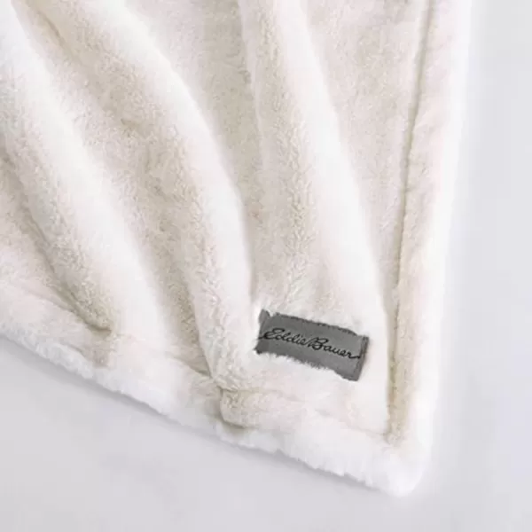imageEddie Bauer  Throw Blanket Reversible Sherpa Fleece Bedding Home Decor for All Seasons Bunkhouse Plaid Red ThrowFaux Fur Solid Ivory