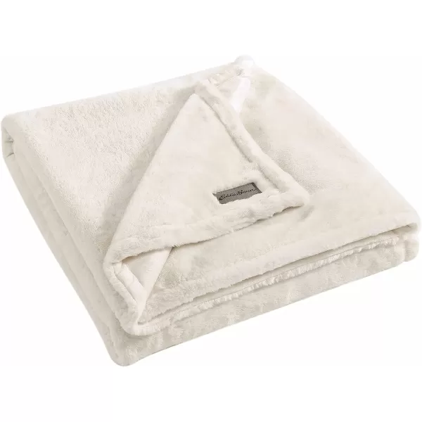 imageEddie Bauer  Throw Blanket Reversible Sherpa Fleece Bedding Home Decor for All Seasons Bunkhouse Plaid Red ThrowFaux Fur Solid Ivory