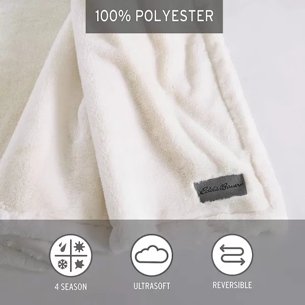 imageEddie Bauer  Throw Blanket Reversible Sherpa Fleece Bedding Home Decor for All Seasons Bunkhouse Plaid Red ThrowFaux Fur Solid Ivory