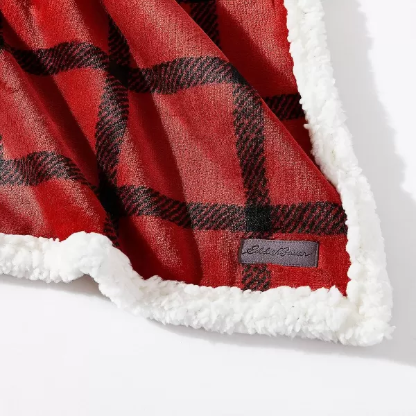 imageEddie Bauer  Throw Blanket Reversible Sherpa Fleece Bedding Home Decor for All Seasons Bunkhouse Plaid Red ThrowSherpa Fleece RedBlack