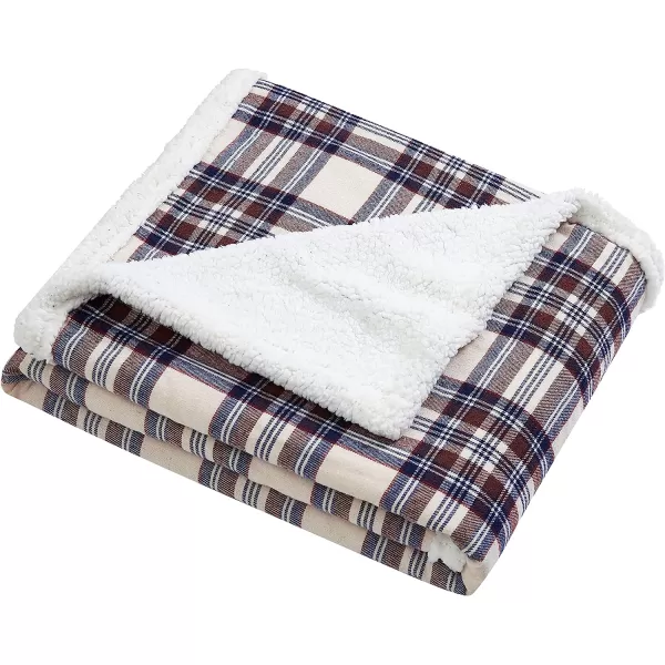 imageEddie Bauer  Throw Blanket Reversible Sherpa Fleece Bedding Home Decor for All Seasons Edgewood Red ThrowThrow 60 in x 50 in Edgewood Khaki