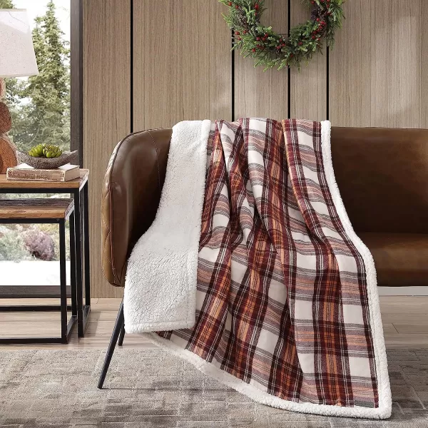 imageEddie Bauer  Throw Blanket Reversible Sherpa Fleece Bedding Home Decor for All Seasons Edgewood Red ThrowThrow 60 in x 50 in Edgewood Red