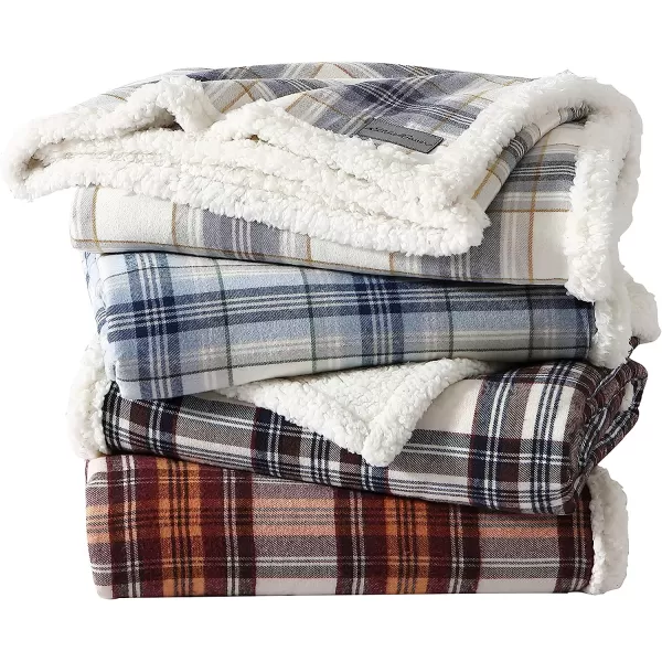 imageEddie Bauer  Throw Blanket Reversible Sherpa Fleece Bedding Home Decor for All Seasons Edgewood Red ThrowThrow 60 in x 50 in Edgewood Red