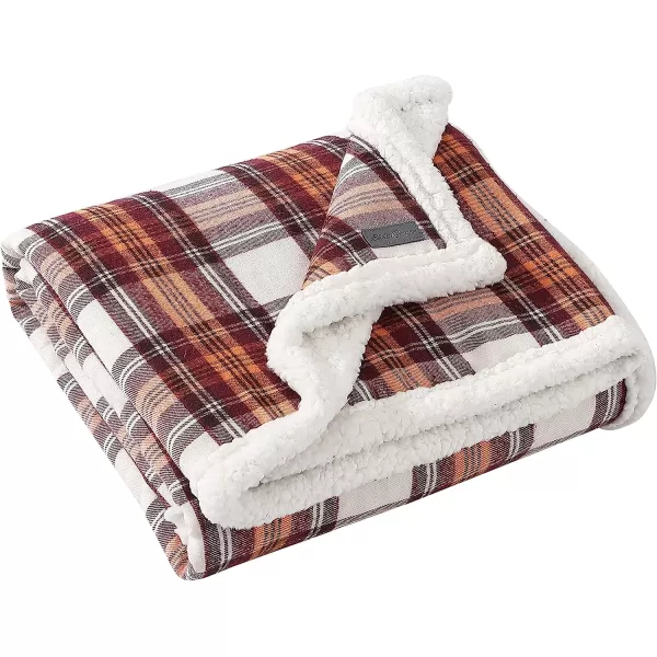 imageEddie Bauer  Throw Blanket Reversible Sherpa Fleece Bedding Home Decor for All Seasons Edgewood Red ThrowThrow 60 in x 50 in Edgewood Red