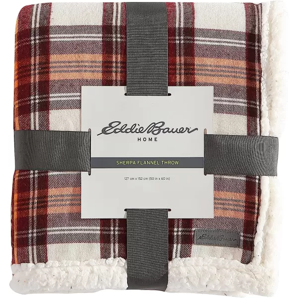 imageEddie Bauer  Throw Blanket Reversible Sherpa Fleece Bedding Home Decor for All Seasons Edgewood Red ThrowThrow 60 in x 50 in Edgewood Red