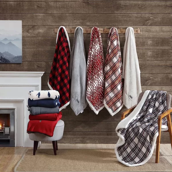 imageEddie Bauer  Throw Blanket Reversible Sherpa Fleece Bedding Home Decor for All Seasons Edgewood Red ThrowThrow 60 in x 50 in Edgewood Red