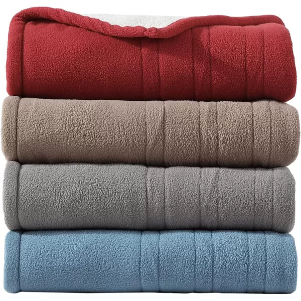 imageEddie Bauer  Throw Blanket Soft  Plush Heated Blanket Cozy Fleece Bedding with Sherpa Reverse 5 Heat Setting FlagChambray Blue