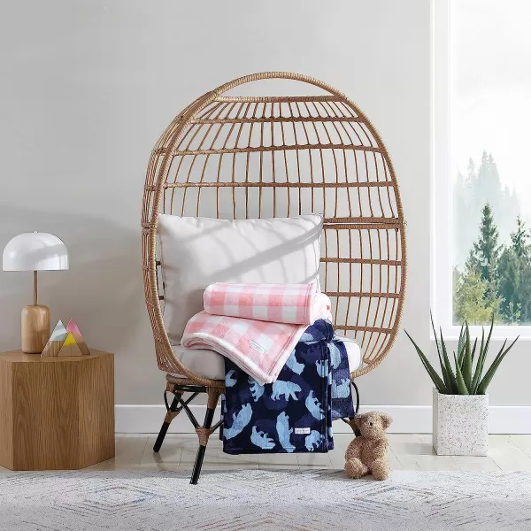 imageEddie Bauer  Throw Blanket Soft amp Cozy Kids Fleece Blanket Ideal for Toddler Bedding Fish Lake Grey ThrowFullQueen Poppy Plaid PinkWhite