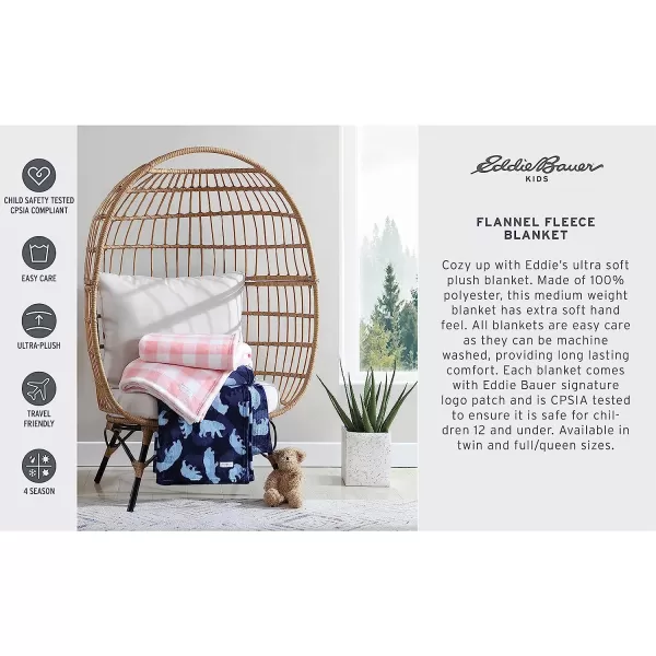 imageEddie Bauer  Throw Blanket Soft amp Cozy Kids Fleece Blanket Ideal for Toddler Bedding Fish Lake Grey ThrowFullQueen Poppy Plaid PinkWhite