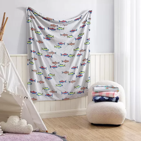 imageEddie Bauer  Throw Blanket Soft amp Cozy Kids Fleece Blanket Ideal for Toddler Bedding Fish Lake Grey ThrowThrow Fish Lake GreyMulti