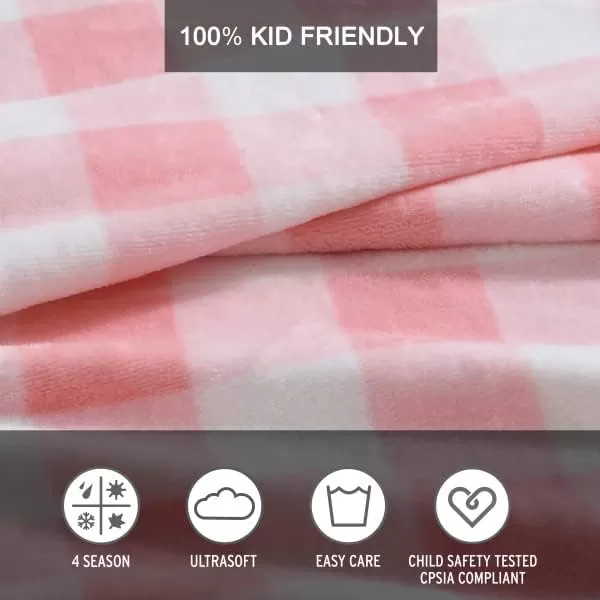 imageEddie Bauer  Throw Blanket Soft amp Cozy Kids Fleece Blanket Ideal for Toddler Bedding Fish Lake Grey ThrowTwin Poppy Plaid PinkWhite