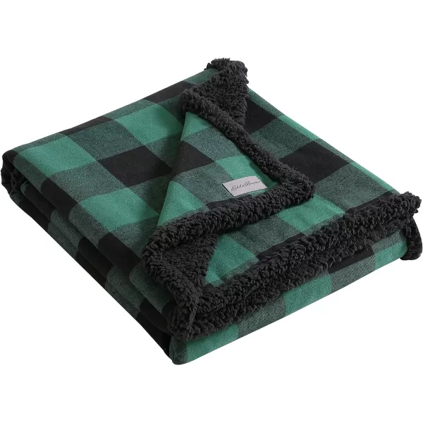 imageEddie Bauer  Throw Blanket with Pillow Cover Reversible FlannelSherpa Bedding Set Buffalo Plaid Home Decor for All Seasons GreenBlack Throw Bundle50 x 60 GreenBlack