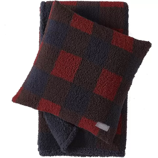 imageEddie Bauer  Throw Blanket with Pillow Cover Reversible FlannelSherpa Bedding Set Buffalo Plaid Home Decor for All Seasons GreenBlack Throw Bundle50 x 60 RedBlack