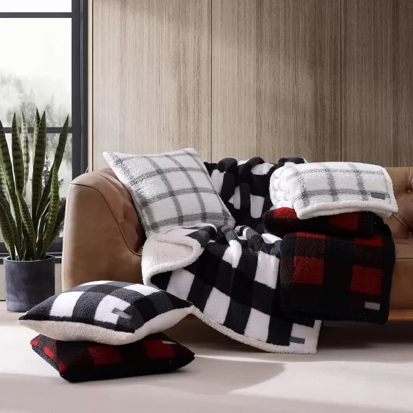 imageEddie Bauer  Throw Blanket with Pillow Cover Reversible FlannelSherpa Bedding Set Buffalo Plaid Home Decor for All Seasons GreenBlack Throw Bundle50 x 60 RedBlack