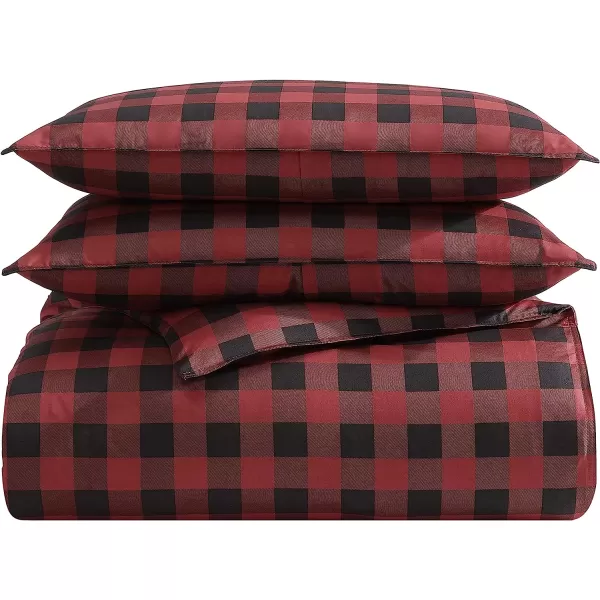 imageEddie Bauer  Twin Comforter Set Cotton Reversible Bedding Buffalo Plaid Home Decor for All Seasons RedBlack TwinRedBlack Twin