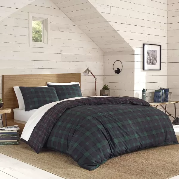 imageEddie Bauer  Twin Comforter Set Cotton Reversible Bedding with Matching Sham Stylish Plaid Home Decor Woodland Tartan Green TwinQueen