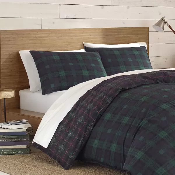 imageEddie Bauer  Twin Comforter Set Cotton Reversible Bedding with Matching Sham Stylish Plaid Home Decor Woodland Tartan Green TwinQueen