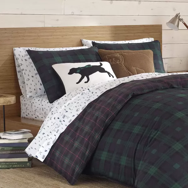 imageEddie Bauer  Twin Comforter Set Cotton Reversible Bedding with Matching Sham Stylish Plaid Home Decor Woodland Tartan Green TwinTwin