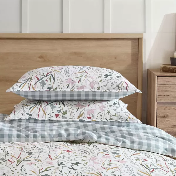 imageEddie Bauer  Twin Comforter Set Reversible Cotton Bedding with Matching Sham Classic Floral Home Decor with Plaid Reverse Woodland Forest Grey TwinKing Woodland Forest Grey