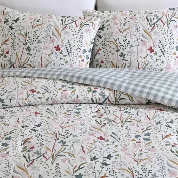 imageEddie Bauer  Twin Comforter Set Reversible Cotton Bedding with Matching Sham Classic Floral Home Decor with Plaid Reverse Woodland Forest Grey TwinQueen Woodland Forest Grey