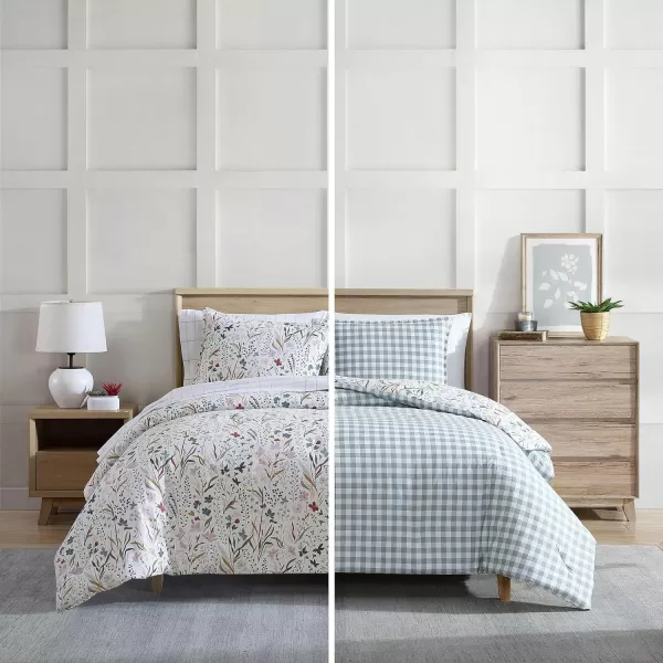 imageEddie Bauer  Twin Comforter Set Reversible Cotton Bedding with Matching Sham Classic Floral Home Decor with Plaid Reverse Woodland Forest Grey TwinQueen Woodland Forest Grey