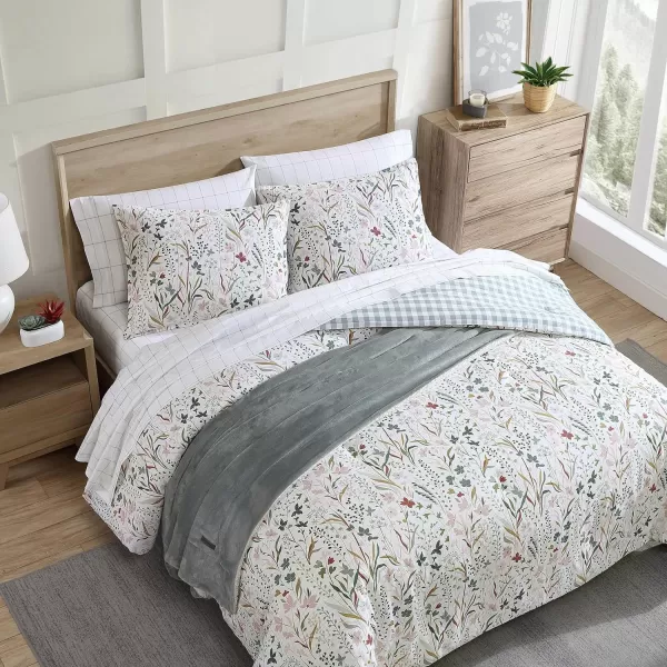 imageEddie Bauer  Twin Comforter Set Reversible Cotton Bedding with Matching Sham Classic Floral Home Decor with Plaid Reverse Woodland Forest Grey TwinQueen Woodland Forest Grey