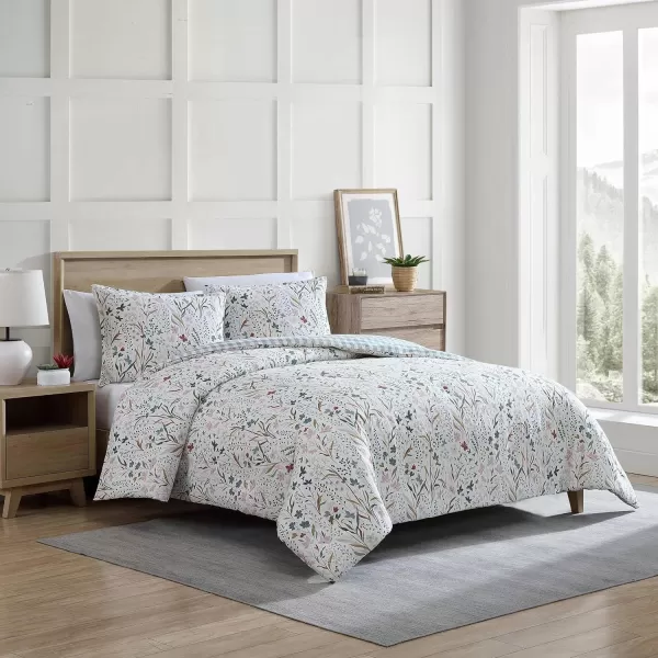 imageEddie Bauer  Twin Comforter Set Reversible Cotton Bedding with Matching Sham Classic Floral Home Decor with Plaid Reverse Woodland Forest Grey TwinQueen Woodland Forest Grey