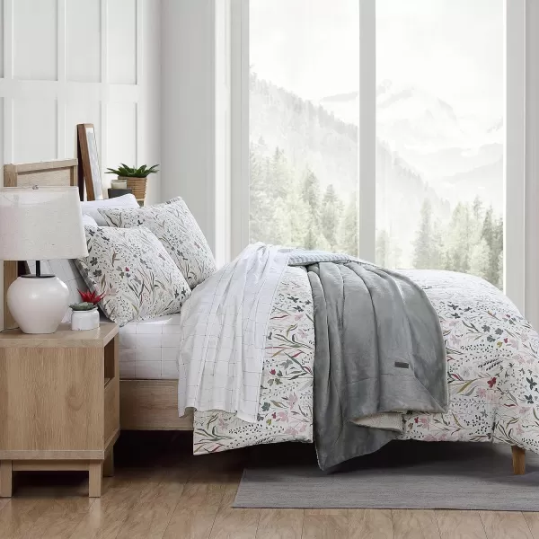 imageEddie Bauer  Twin Comforter Set Reversible Cotton Bedding with Matching Sham Classic Floral Home Decor with Plaid Reverse Woodland Forest Grey TwinTwin Woodland Forest Grey