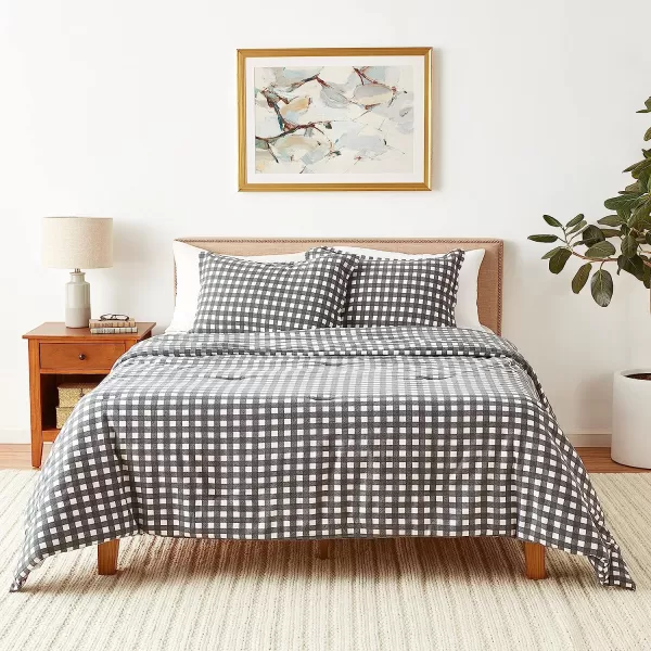 imageEddie Bauer  Twin Comforter Set Reversible Cotton Bedding with Matching Sham Home Decor for Colder Months Preston Grey TwinGreyWhiteQueen