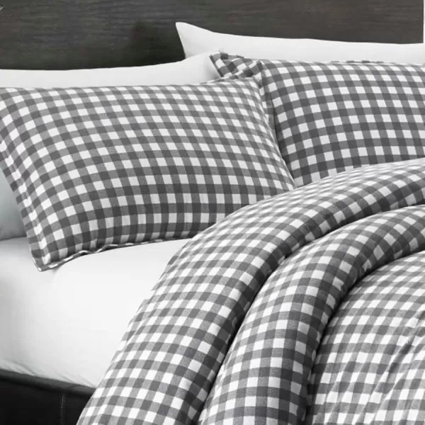 imageEddie Bauer  Twin Comforter Set Reversible Cotton Bedding with Matching Sham Home Decor for Colder Months Preston Grey TwinGreyWhiteTwin