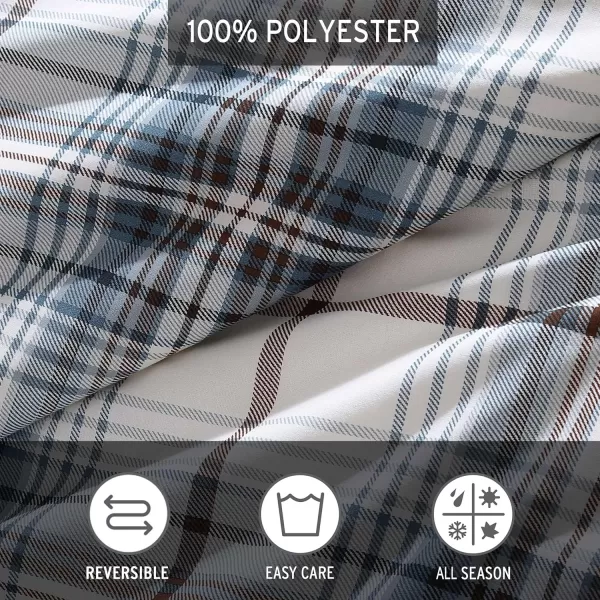 imageEddie Bauer  Twin Comforter Set Reversible Cotton Bedding with Matching Sham Plaid Home Decor for All Seasons Alder BlueGrey TwinQueen Alder BlueGrey
