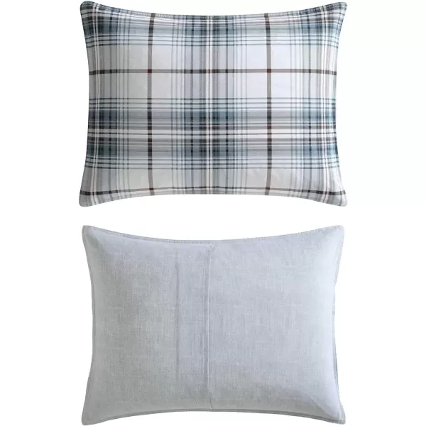 imageEddie Bauer  Twin Comforter Set Reversible Cotton Bedding with Matching Sham Plaid Home Decor for All Seasons Alder BlueGrey TwinTwin Alder BlueGrey