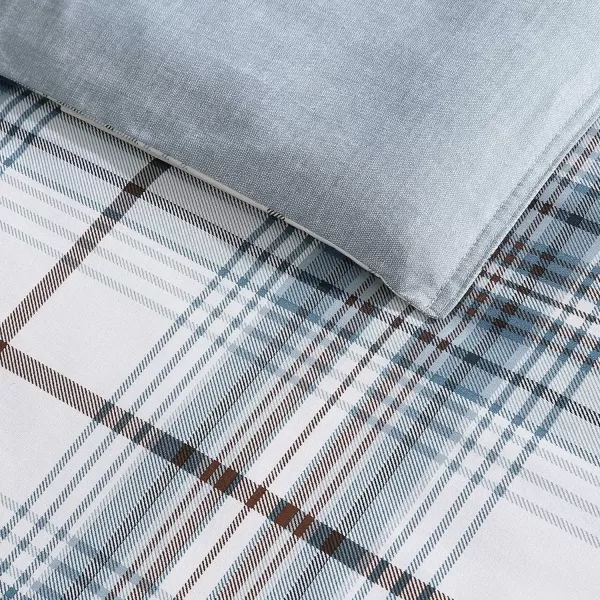 imageEddie Bauer  Twin Comforter Set Reversible Cotton Bedding with Matching Sham Plaid Home Decor for All Seasons Alder BlueGrey TwinTwin Alder BlueGrey