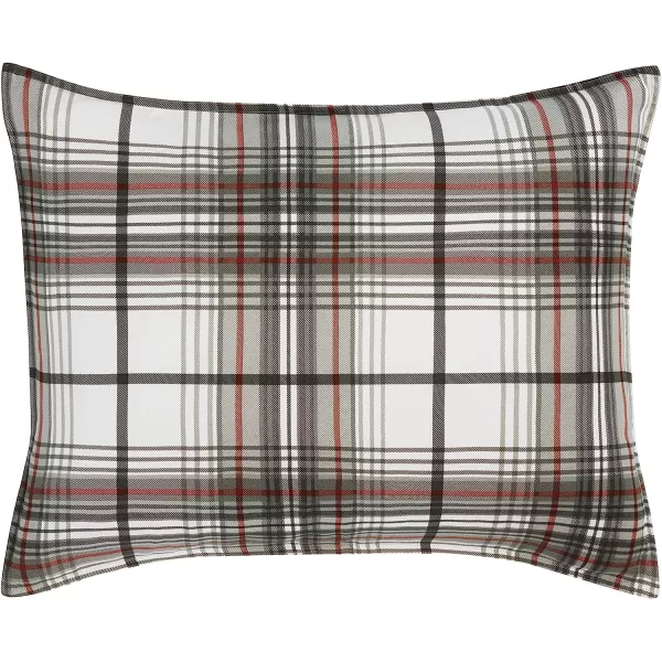 imageEddie Bauer  Twin Comforter Set Reversible Cotton Bedding with Matching Sham Plaid Home Decor for All Seasons Alder GreyRed TwinQueen Comforter Set