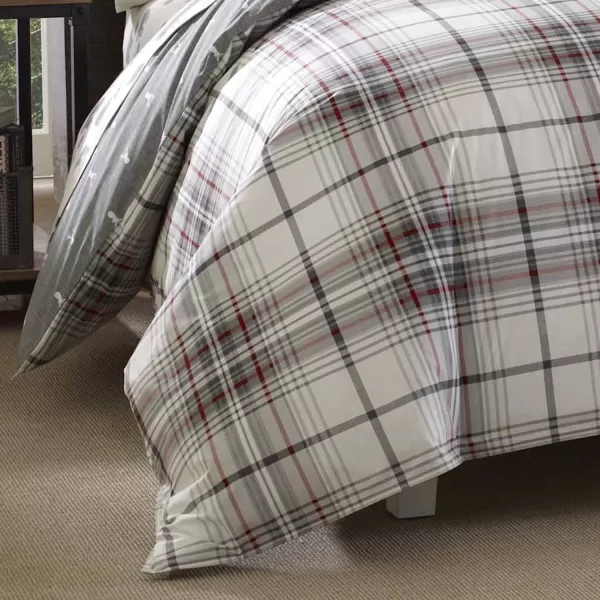 imageEddie Bauer  Twin Comforter Set Reversible Cotton Bedding with Matching Sham Plaid Home Decor for All Seasons Alder GreyRed TwinTwin Comforter Set