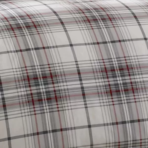 imageEddie Bauer  Twin Comforter Set Reversible Cotton Bedding with Matching Sham Plaid Home Decor for All Seasons Alder GreyRed TwinTwin Comforter Set