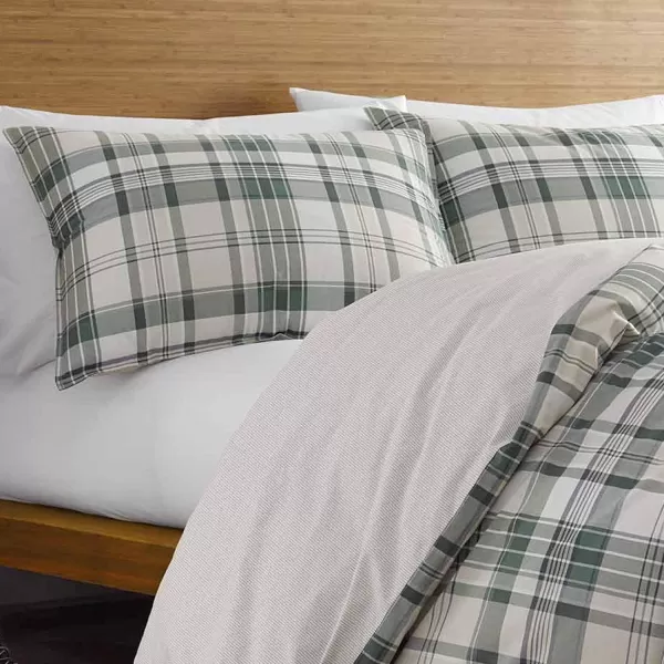 imageEddie Bauer  Twin Comforter Set Reversible Cotton Bedding with Matching Sham Plaid Home Decor for All Seasons Timbers Green TwinTwin