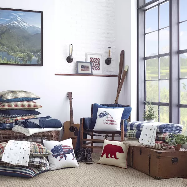 imageEddie Bauer  Twin Comforter Set Reversible Cotton Bedding with Matching Sham PreWashed for Added Softness Kingston Navy TwinNavy King