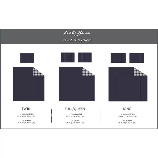 imageEddie Bauer  Twin Comforter Set Reversible Cotton Bedding with Matching Sham PreWashed for Added Softness Kingston Navy TwinNavy King