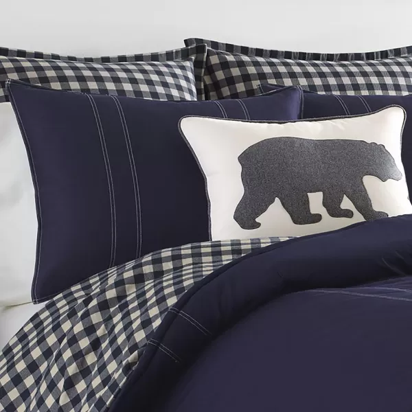 imageEddie Bauer  Twin Comforter Set Reversible Cotton Bedding with Matching Sham PreWashed for Added Softness Kingston Navy TwinNavy King