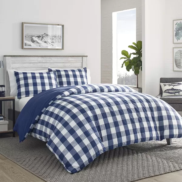 imageEddie Bauer  Twin Comforter Set Reversible Cotton Bedding with Matching Sham Stylish Plaid Home Decor Lakehouse Blue TwinTwin