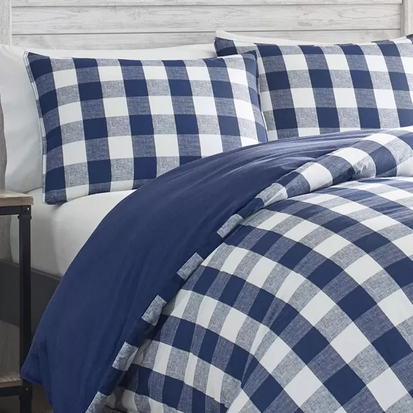 imageEddie Bauer  Twin Comforter Set Reversible Cotton Bedding with Matching Sham Stylish Plaid Home Decor Lakehouse Blue TwinTwin