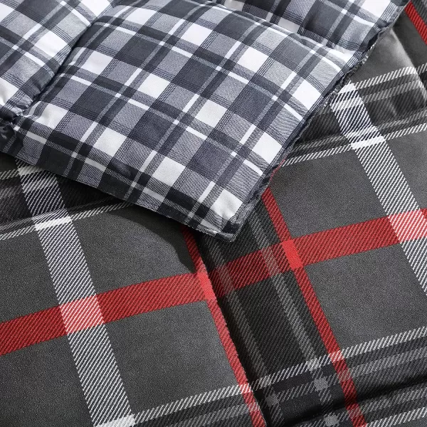 imageEddie Bauer  Twin Comforter Set Reversible Plaid Bedding with Matching Sham Home Decor for Colder Months Willow Dark Grey TwinFullQueen Willow Dark GreyRed