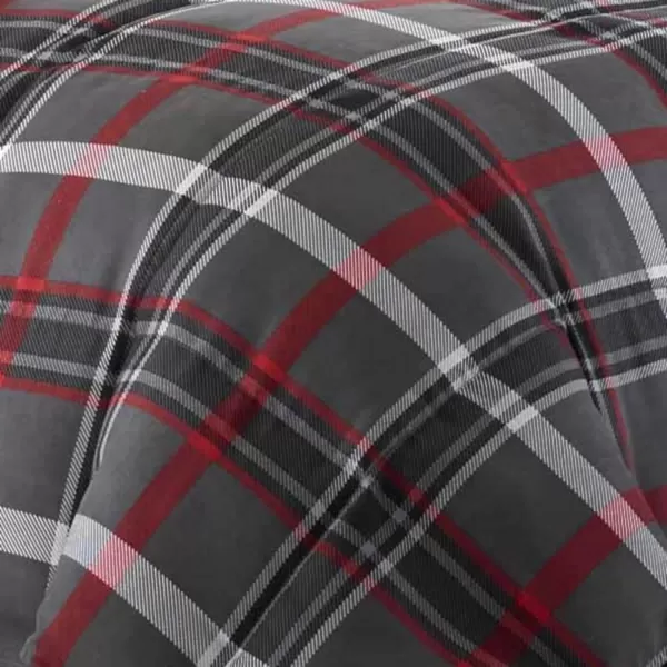 imageEddie Bauer  Twin Comforter Set Reversible Plaid Bedding with Matching Sham Home Decor for Colder Months Willow Dark Grey TwinKing Willow Dark GreyRed