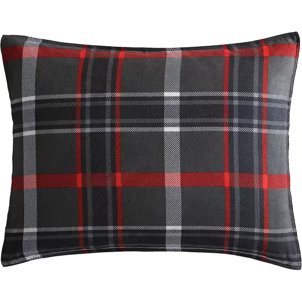 imageEddie Bauer  Twin Comforter Set Reversible Plaid Bedding with Matching Sham Home Decor for Colder Months Willow Dark Grey TwinKing Willow Dark GreyRed