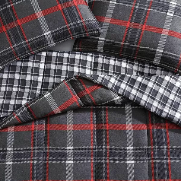 imageEddie Bauer  Twin Comforter Set Reversible Plaid Bedding with Matching Sham Home Decor for Colder Months Willow Dark Grey TwinTwin Willow Dark GreyRed