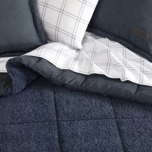 imageEddie Bauer  Twin Comforter Set Reversible Sherpa Bedding with Matching Shams Cozy amp Warm Home Decor Sherwood Red TwinSherwood Blue Queen Lodge