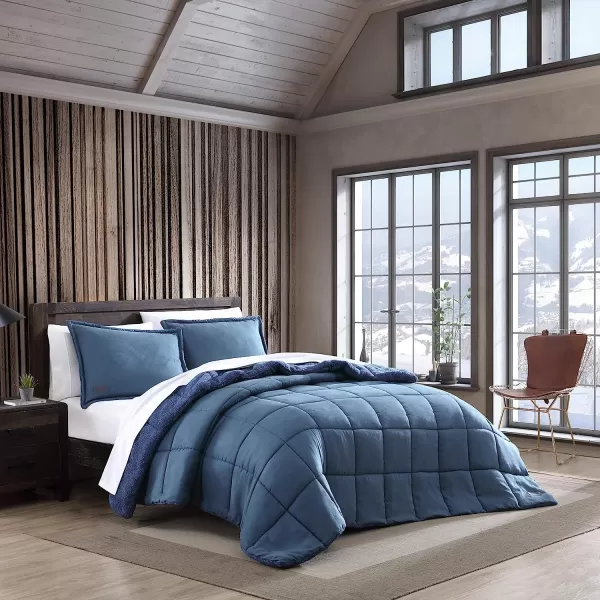 imageEddie Bauer  Twin Comforter Set Reversible Sherpa Bedding with Matching Shams Cozy amp Warm Home Decor Sherwood Red TwinSherwood Blue Queen Lodge